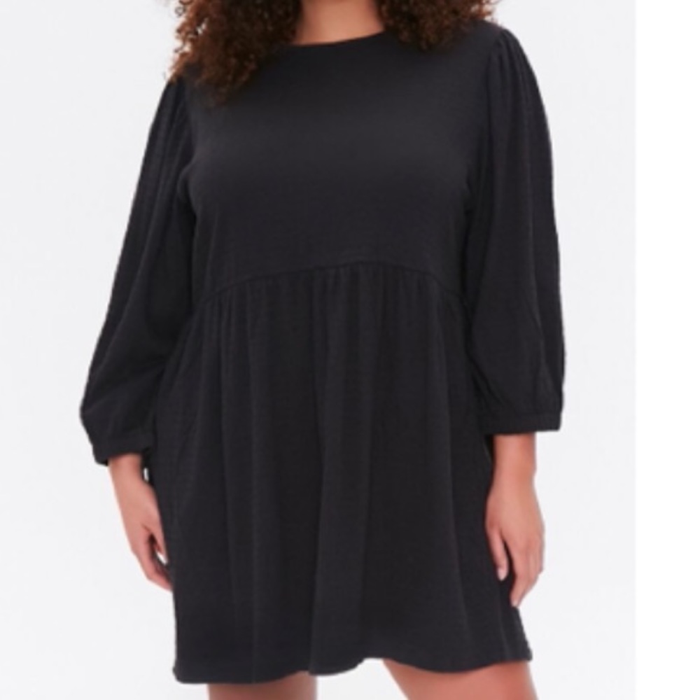 NWT Forever 21 Plus Black Textured Mini Dress 3X